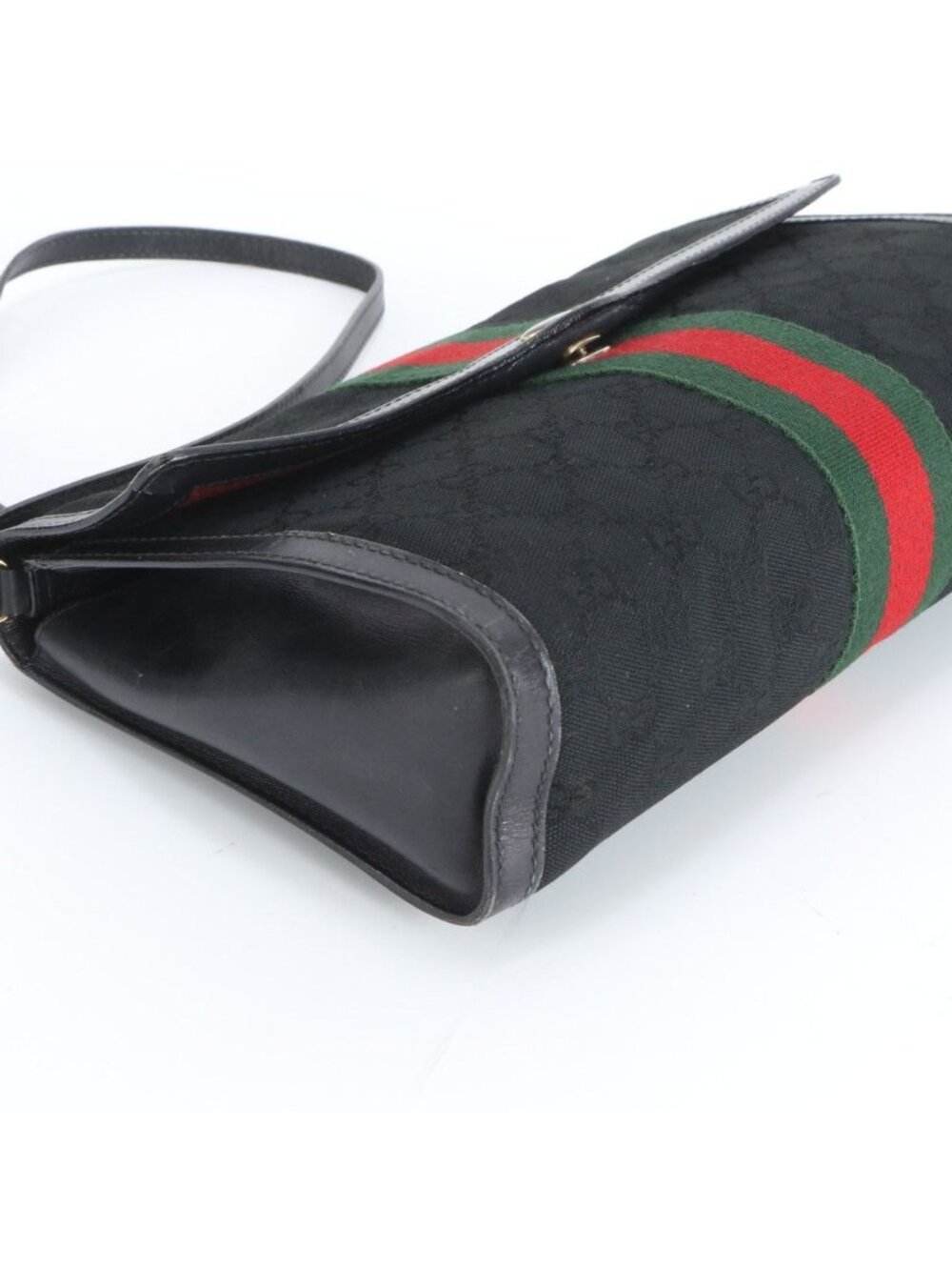 Gucci Vintage GG Canvas Sherry Line Leather Shoulder Bag Crossbody - Picture 4 of 10